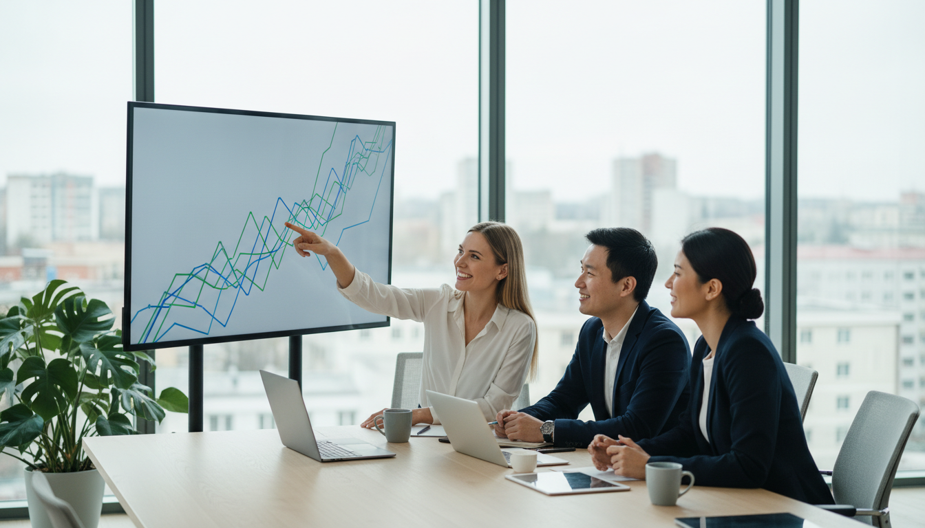 Zespół ekspertów agencji reklamowej Mayko analizujący kampanie Meta Ads w nowoczesnym biurze w Białymstoku